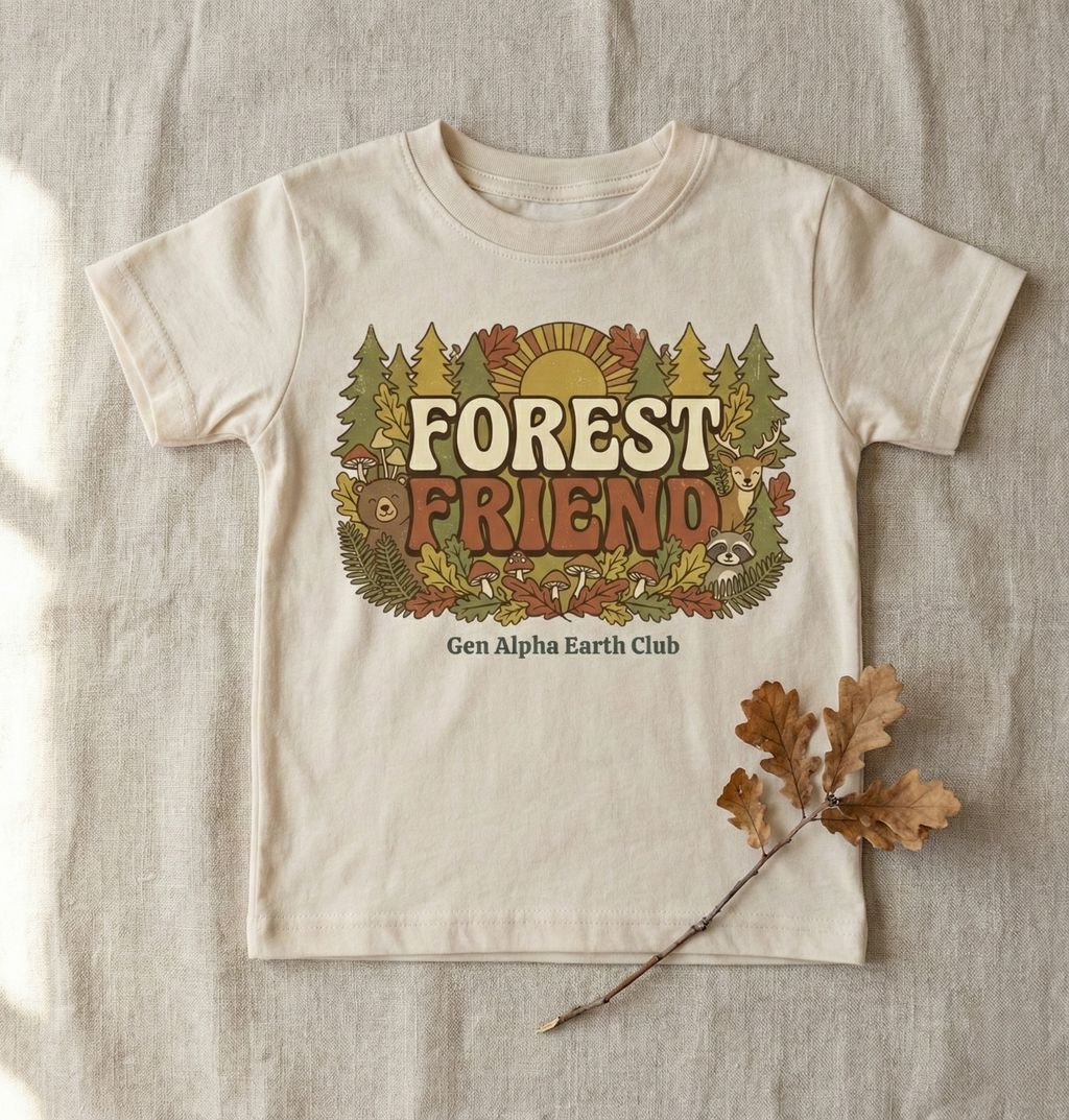 Lay flat view of toddler shirt in natural color made from soft cotton