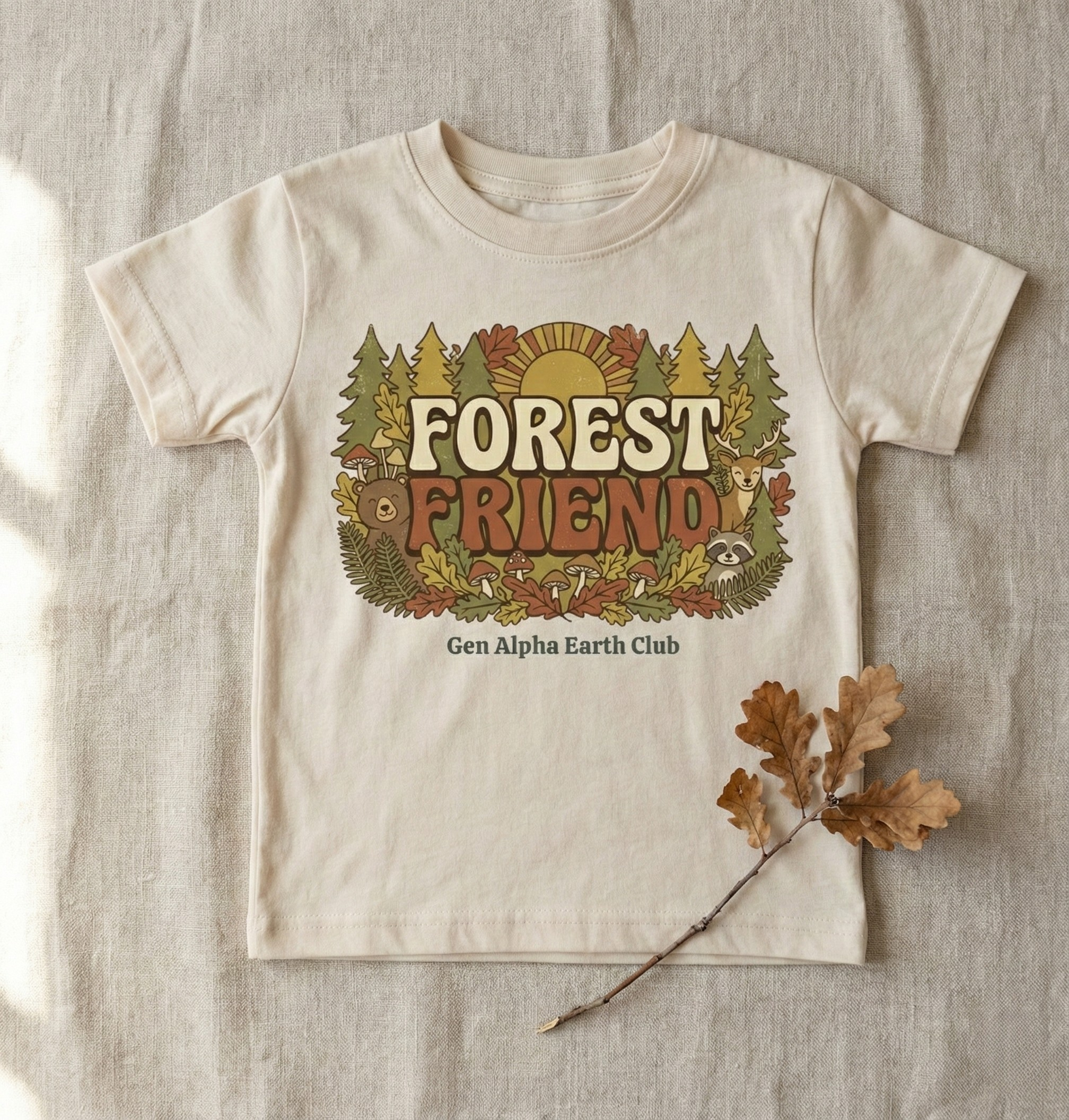 Lay flat view of toddler shirt in natural color made from soft cotton